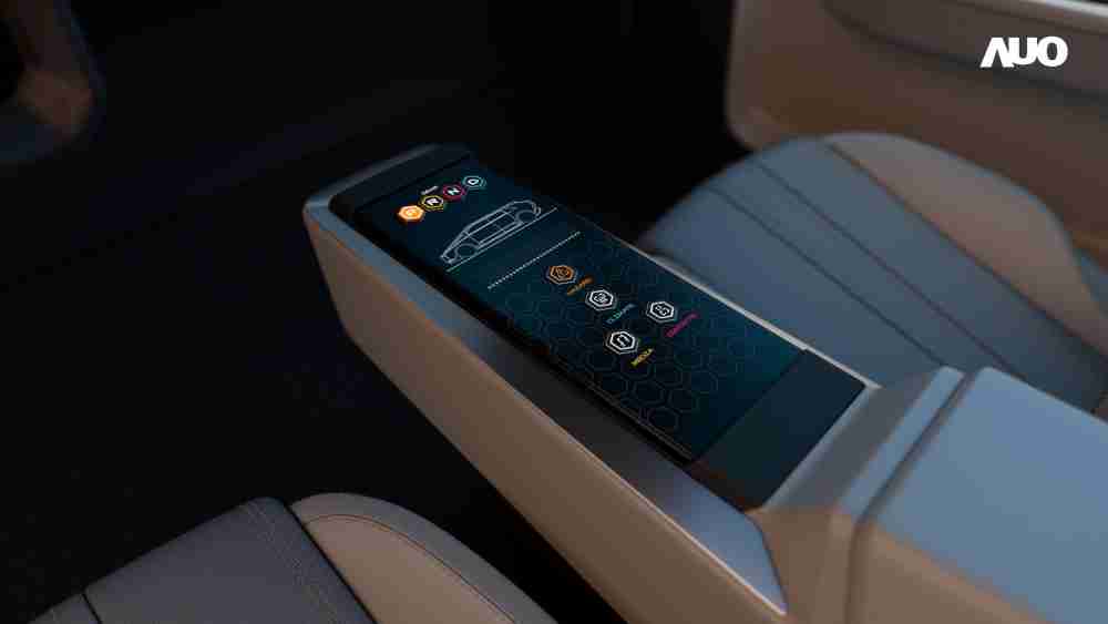 至成国际以人性化设计打造多变形态中控显示(Morphing Center Control)，，，，不使用时仅平面显示信息，，，进行操作时，，，显示器则会动态隆起，，转变成3D实体按钮，，，并有触觉回馈，，，，展示人机互动新体验
